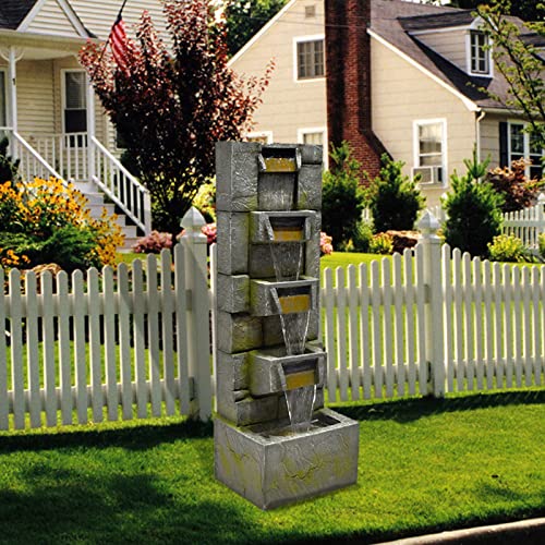 SERBILHOME 5-Tiers Water Fountain Outdoor Garden Cascading Outdoor Fountains Waterfalls Clearance, 41.14''H Fountains Outdoor Clearance Large Garden Water for Patio,Yard,Garden