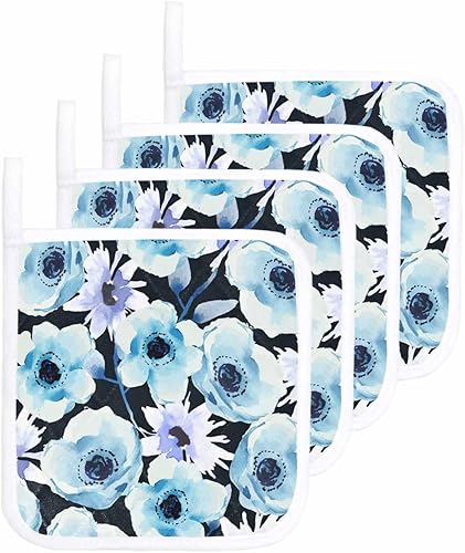 Miniatura 1 de 4 Packs Modern Abstract Floral Pot Holders Sets for Kitchen,Oven Pan Plate Bowl Pads Heat Proof Mat with Hanging Loop,Terry Cloth Potholders Soft