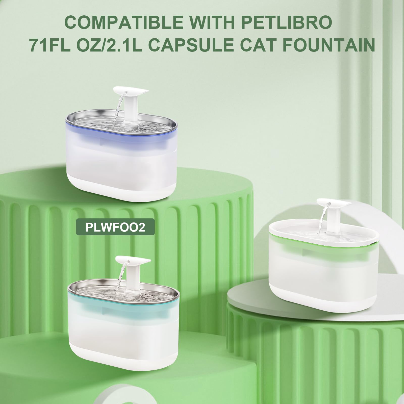Lot de 12 Filtre Fontaine a Eau Chat pour Petlibro Capsule PLWF002 71 FL oz/2,1 L Fontaine à Eau Chat, Filtre avec Système de Quadruple Filtration pour Fontaine Chat et 12 Éponges Pré-filtrées