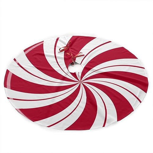 NGFF - Falda tradicional de árbol de Navidad con doble remolino de azúcar y menta, adorno de árbol de Papá Noel y reno, falda de árbol para