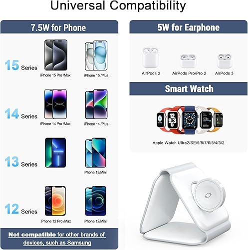 Miniatura 6 de Cargador inalámbrico magnético de 15 W, almohadilla de carga plegable de carga rápida compatible con Apple iPhone 16ProMaxPlus, carga rápida delgada