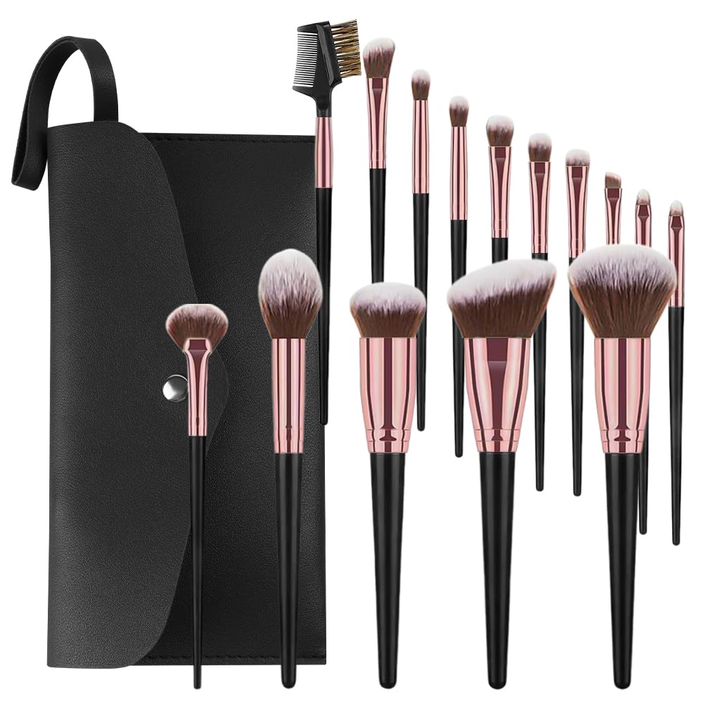 Vicloon Pinselset Makeup, 15 Stück Professionelle Pinsel Set, Premium Makeup Pinsel Set, Schminkpinsel Set, Foundation Puder Lidschatten Concealer Pinsel für Gesicht und Auge Mit Schminktasche