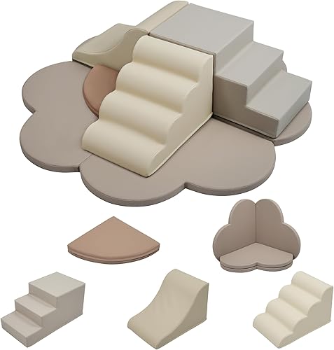Juguetes de escalada para niños pequeños de 6 piezas para interiores, bloques de escalada de espuma con escalones, tobogán y alfombrillas de juego,