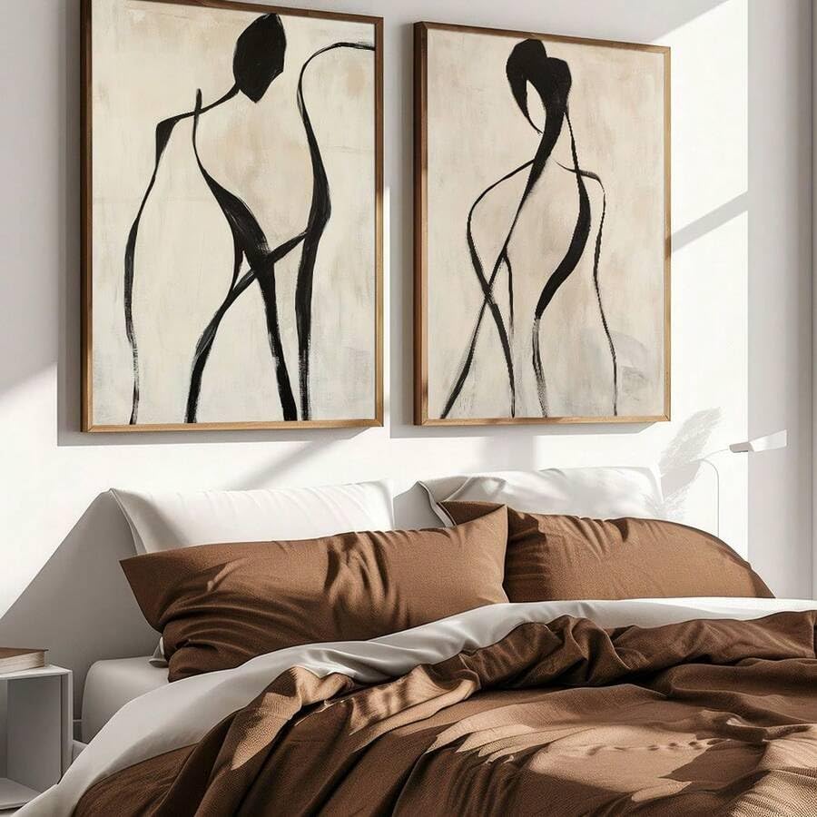 Tableau abstrait vintage CHAOJIART 50x70cm avec cadre lot de 2