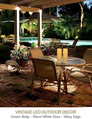 Miniatura 5 de Paquete de 2 velas LED color crema para exteriores, 2 x 6, sin perfume, IP64, impermeables, sin llama, con control remoto y temporizador, velas sin