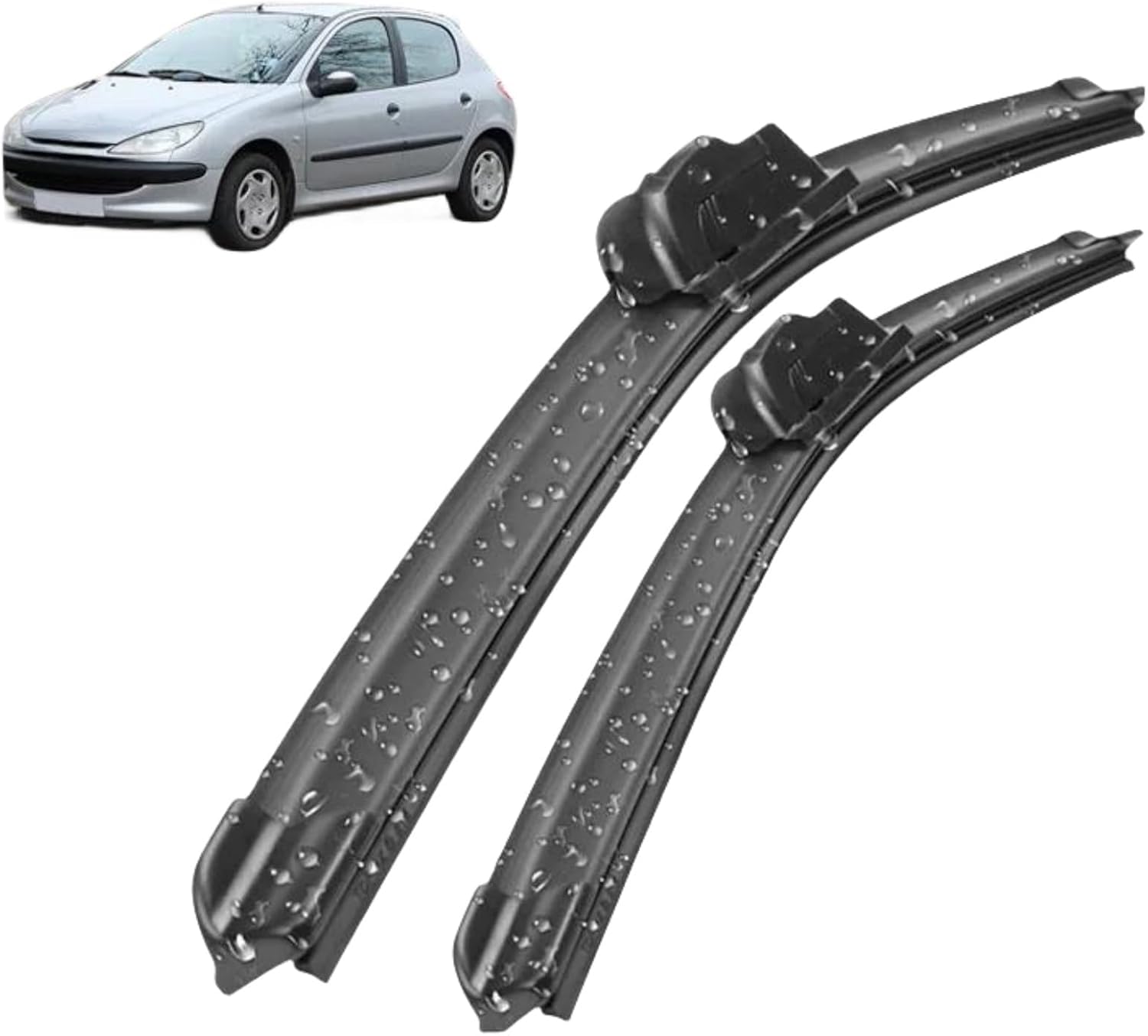 ZhangXD Front Windscreen Wipers For Peugeot 206 2001-2006, Windshield Window Brush Front Wiper Blades All-Weather Replacement Set Easy Installation