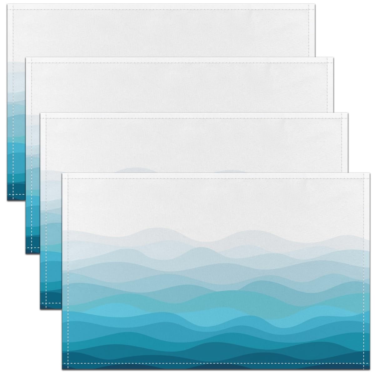 Ombre Blue White Stripes Table Place Mats Set 45X30cm Geometric Placemats Set of 4 Decor Placemat Kitchen Dining Table Decor Indoor Outdoor Modern Striped Art Abstract