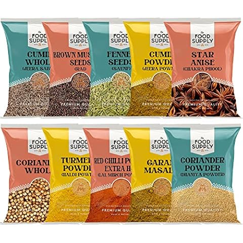 Premium Spice Kits - Premium Quality - Perfect Refill for your Kitchen Spice Tins TFS (INDIAN SPICE KIT, 100g (Pack of 10)) Cover