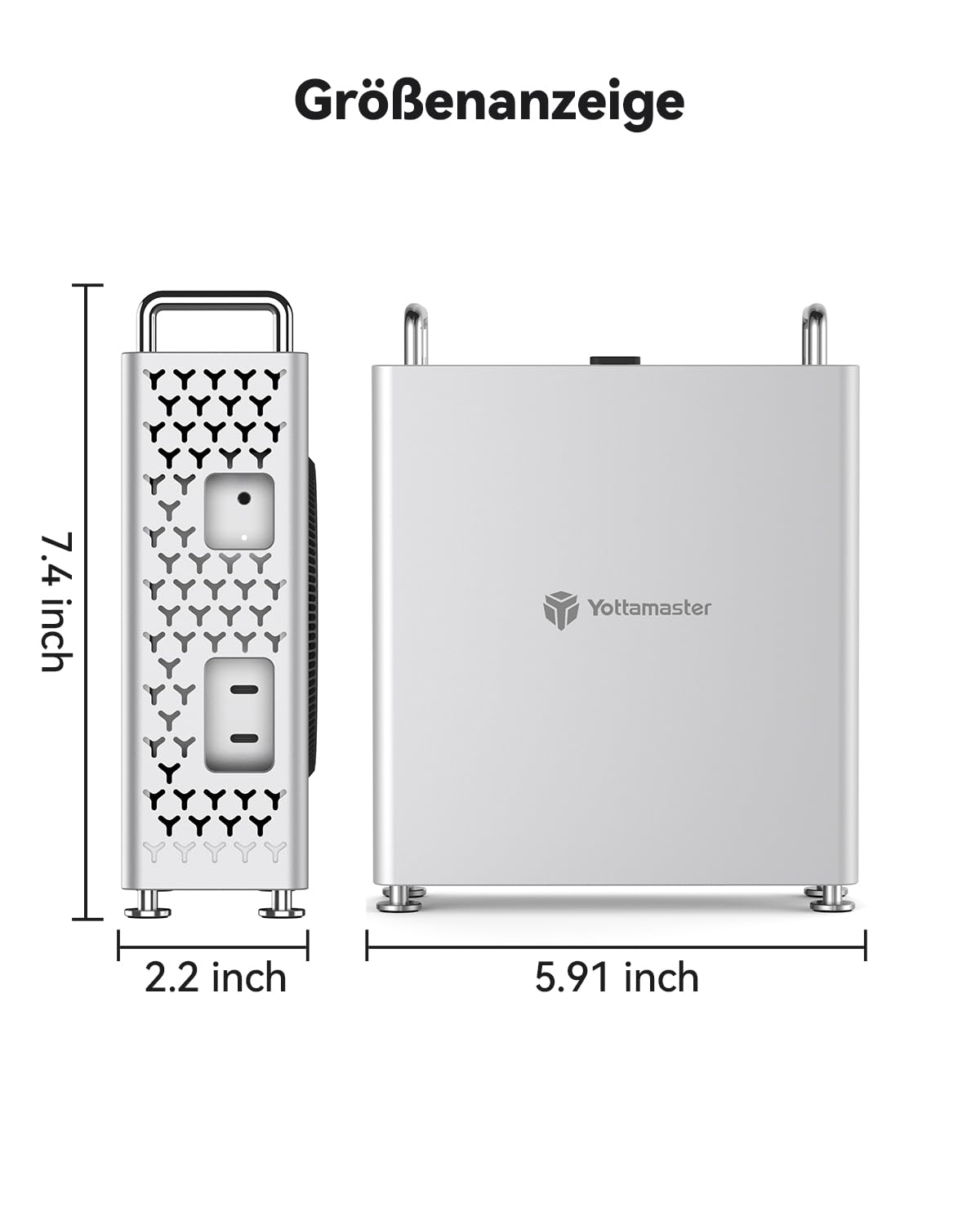 Yottamaster Mac mini M4 Pro Gehäuse, Zubehör für Mac mini M4 Pro, Aluminiumlegierung, Optimierte Wärmeableitung, Tragbarer Kratz- und Stoßschutz