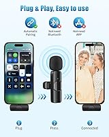 Vista 4 de Micrófono inalámbrico Lavalier para Android, iPhone, computadora, portátil, micrófono inalámbrico para iPhone 13, 14, 15, 16, 17, con chip