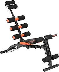 Aparelho de Musculação Multifuncional 6 em 1 JustGoFit, Abdominal e Treino Completo, Preto e Laranja, Dobrável