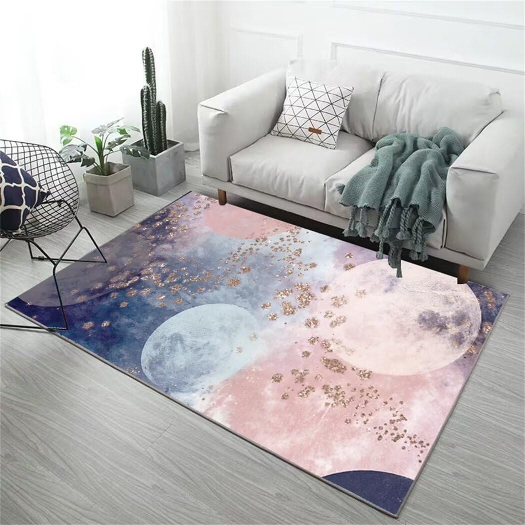 Tapis fille chambre bleu 200x300cm minimaliste doux et antidérapant