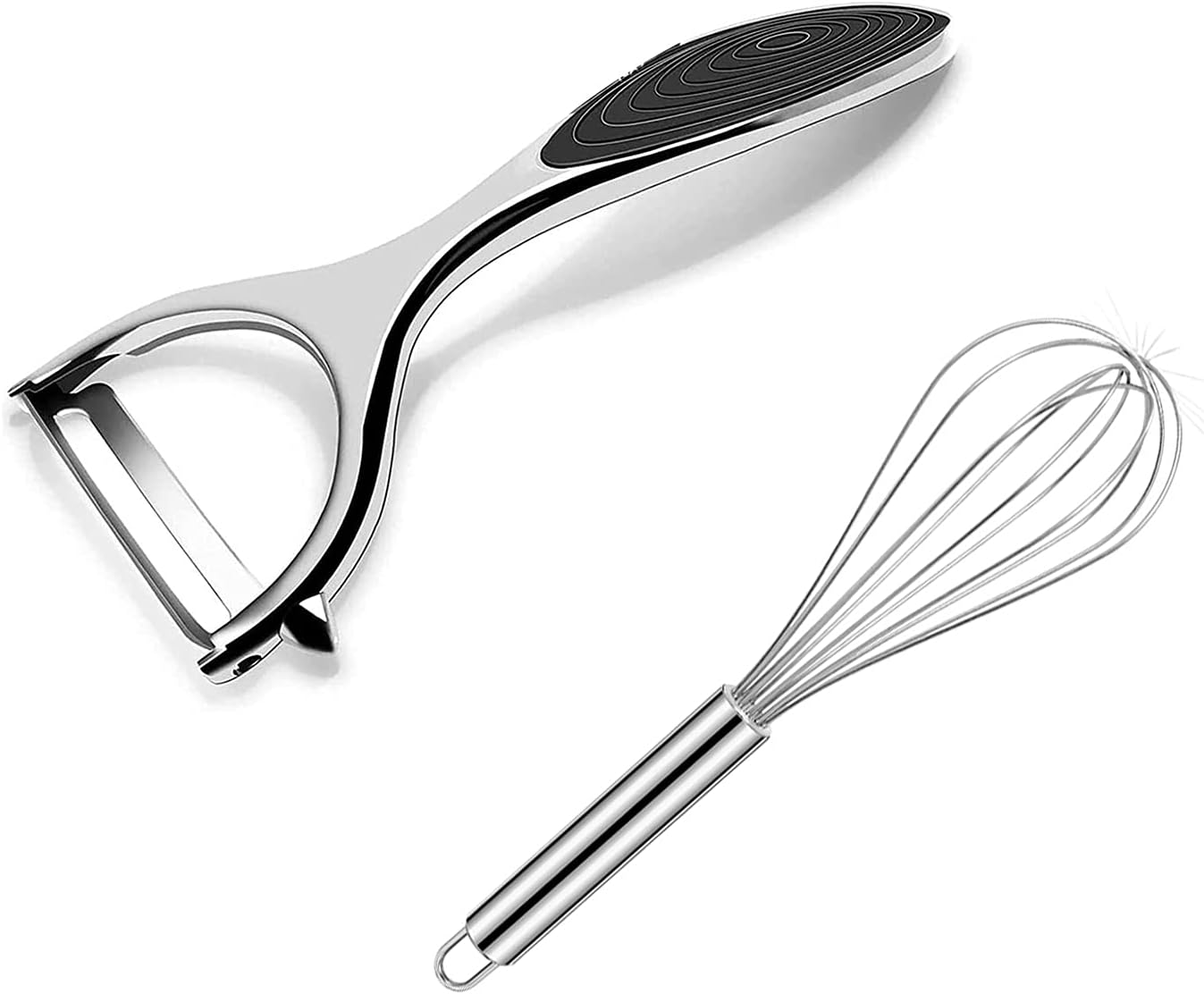 Peeler for Vegetables Stainless Steel Vegetable Peelers for Potato and Fruits with Whisker for Cake Mixing Kitchen Tools Beater Whisker for Kitchen Set of 2