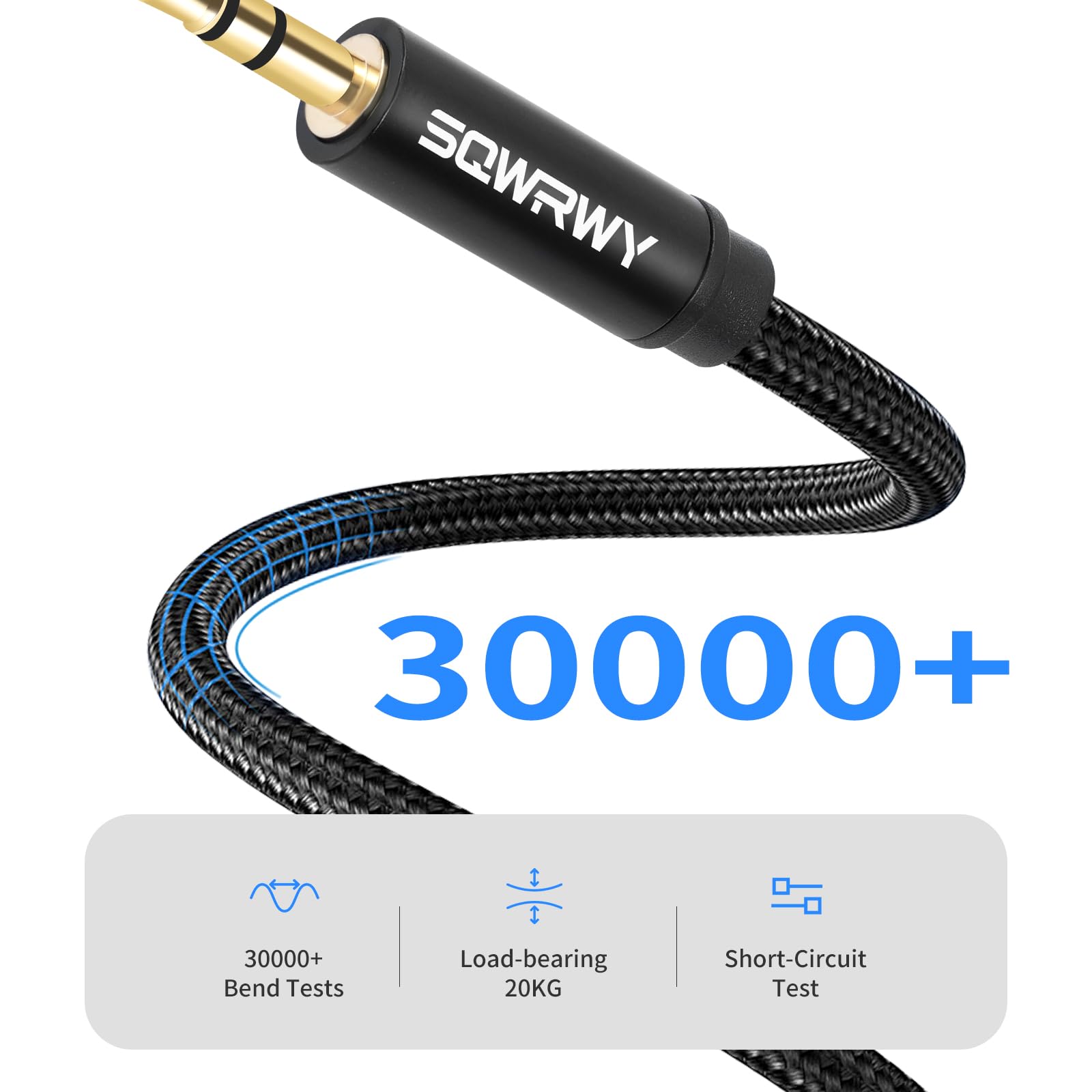 Adattatore audio stereo da 6,35 mm a 3,5 mm, cavo adattatore audio stereo da 6,35 mm femmina a maschio 3,5 mm, cavo in nylon intrecciato da 30 cm per cuffie, chitarra, amplificatore