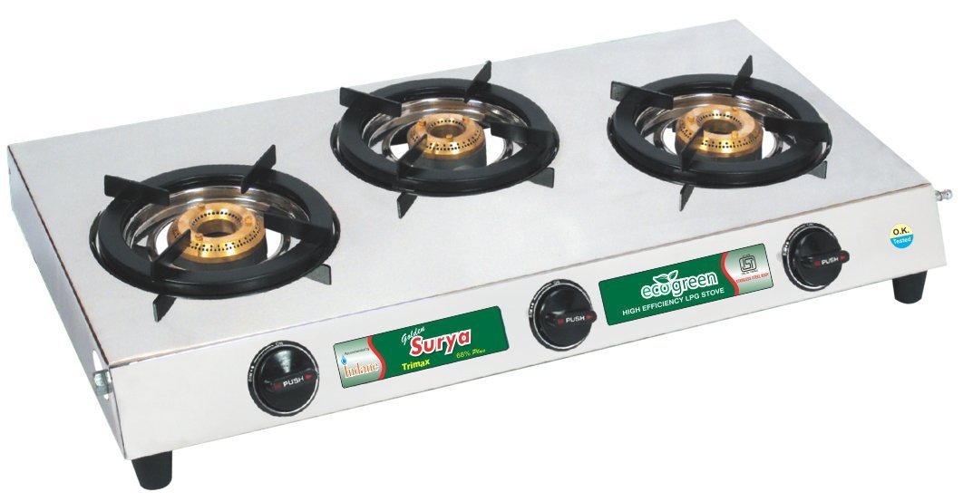Golden Surya Premium Stain-Less Steel Gas Stove 3 Burner | 3 Years Warranty | Gas Stove | Chula Gas (Trimax)