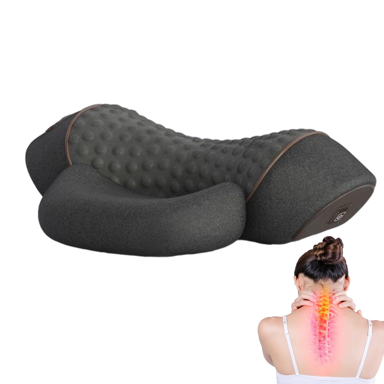Almohada Masajeadora | Almohada Eléctrica para Espalda | Eléctrica Cervical con Memory Foam Ergonómico - Apoyo para Hombros Cuello Cabeza Relajación Mujeres Hombres Adultos Dormir Viaje Oficina Coche