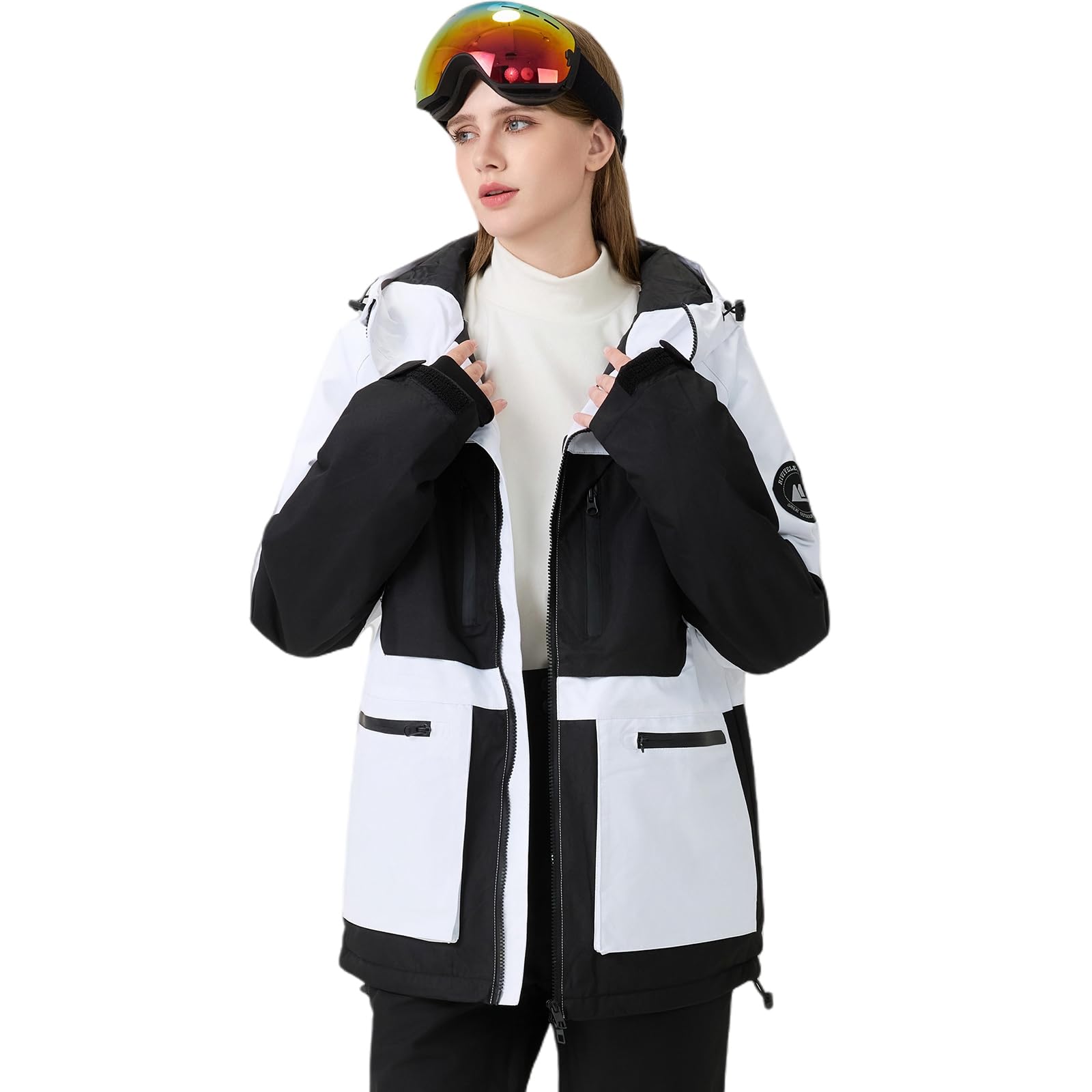 HOTIAN Giacca da sci e pantaloni da donna, set da 2 pezzi, tuta da sci da donna, impermeabile, antivento, invernale, per attività all'aria aperta, per sci e sci