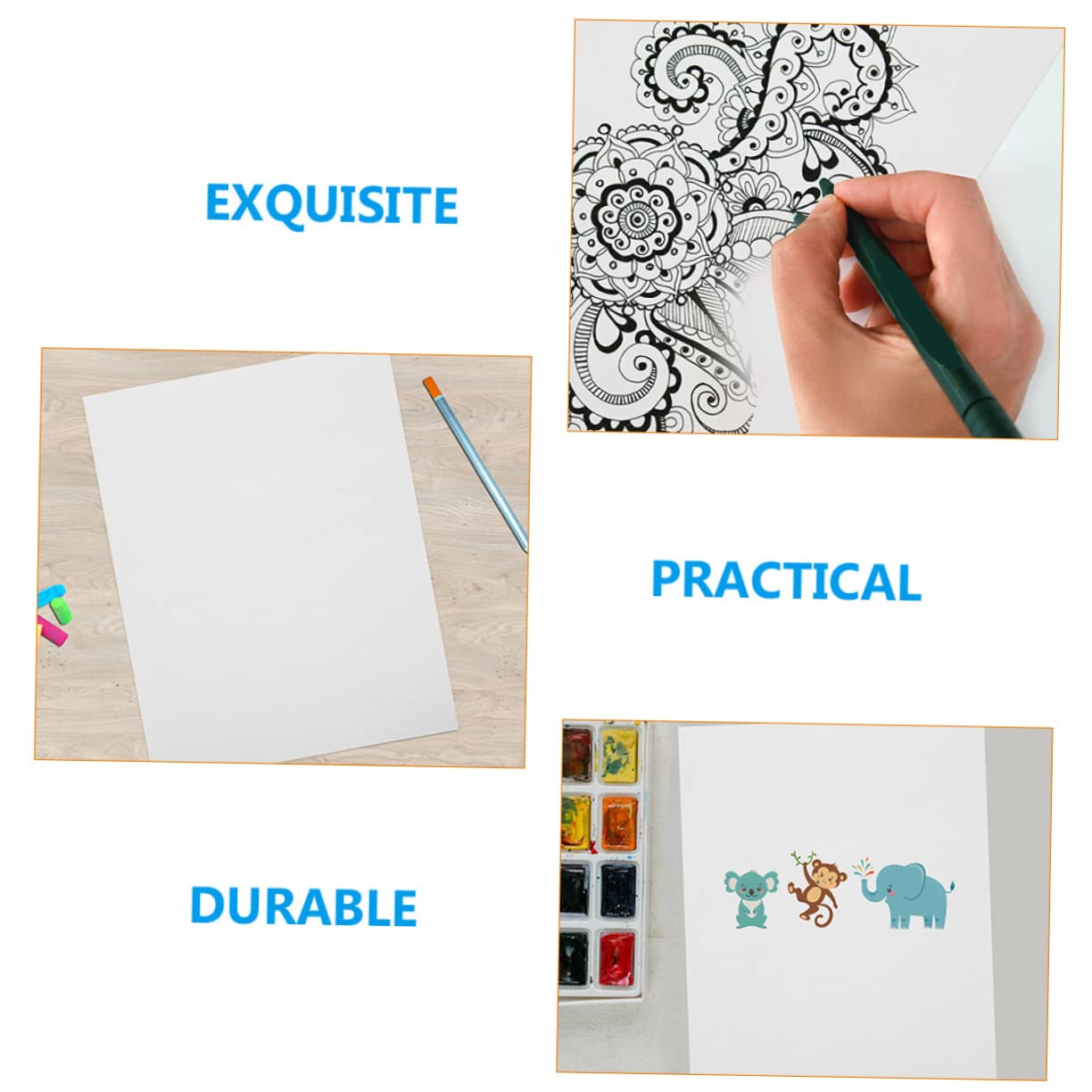 HOMSFOU Weißes Aquarellpapier für Malen und Zeichnen für Schüler und Kinder 100 Blatt aus Papier 160g Dickes Zeichenpapier zu Hause der Schule