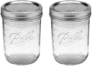 Ball Jar with Lid and Band - Pick Your Size and Color (Clear, Wide Mouth Pint - 16 oz.) Pack Of 2