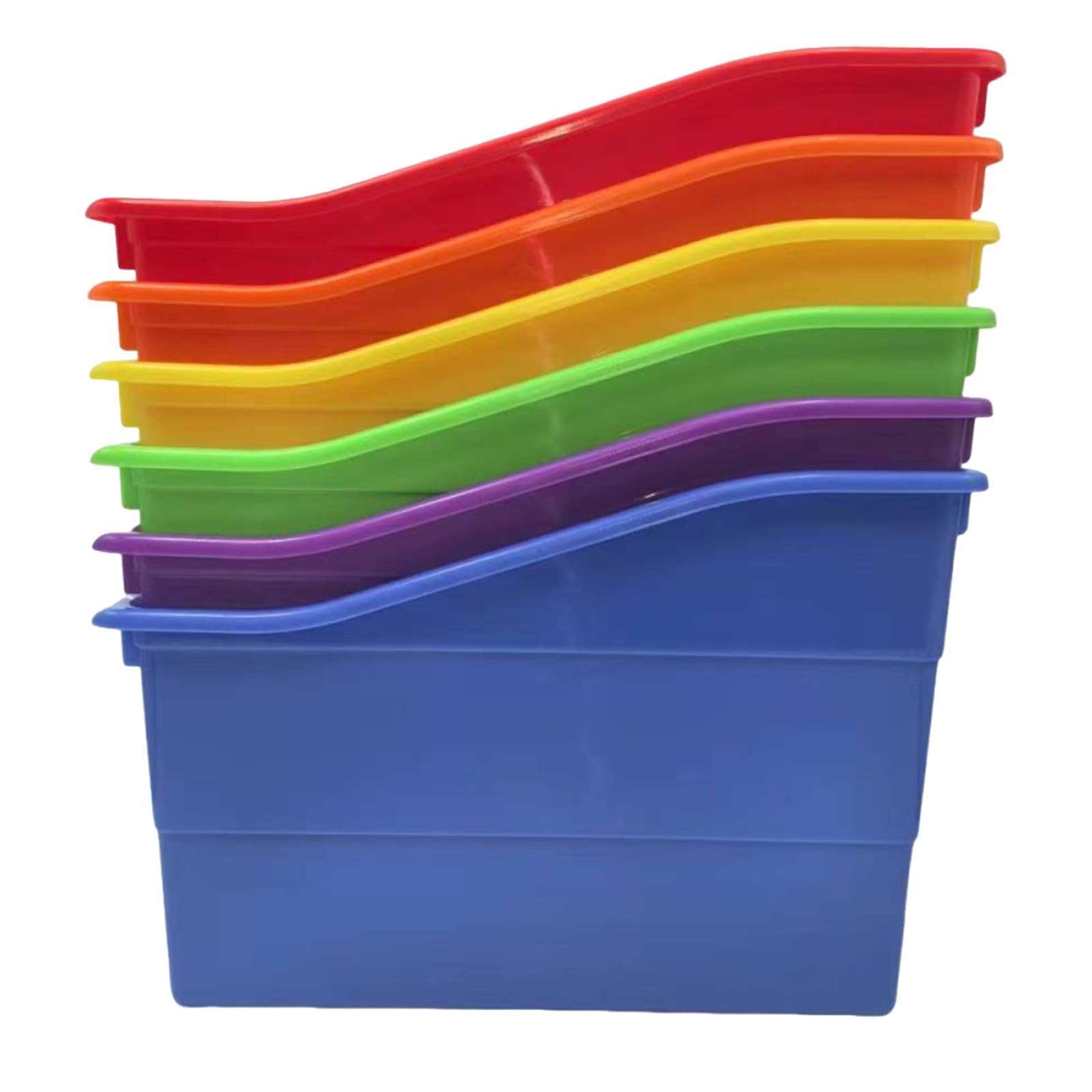 SOLUSTRE 6 pojemników do przechowywania książek w klasie: organizery do książek do układania w stosy – pojemniki na dokumenty dla uczniów na biurko – kolorowe plastikowe etui do użytku szkolnego,