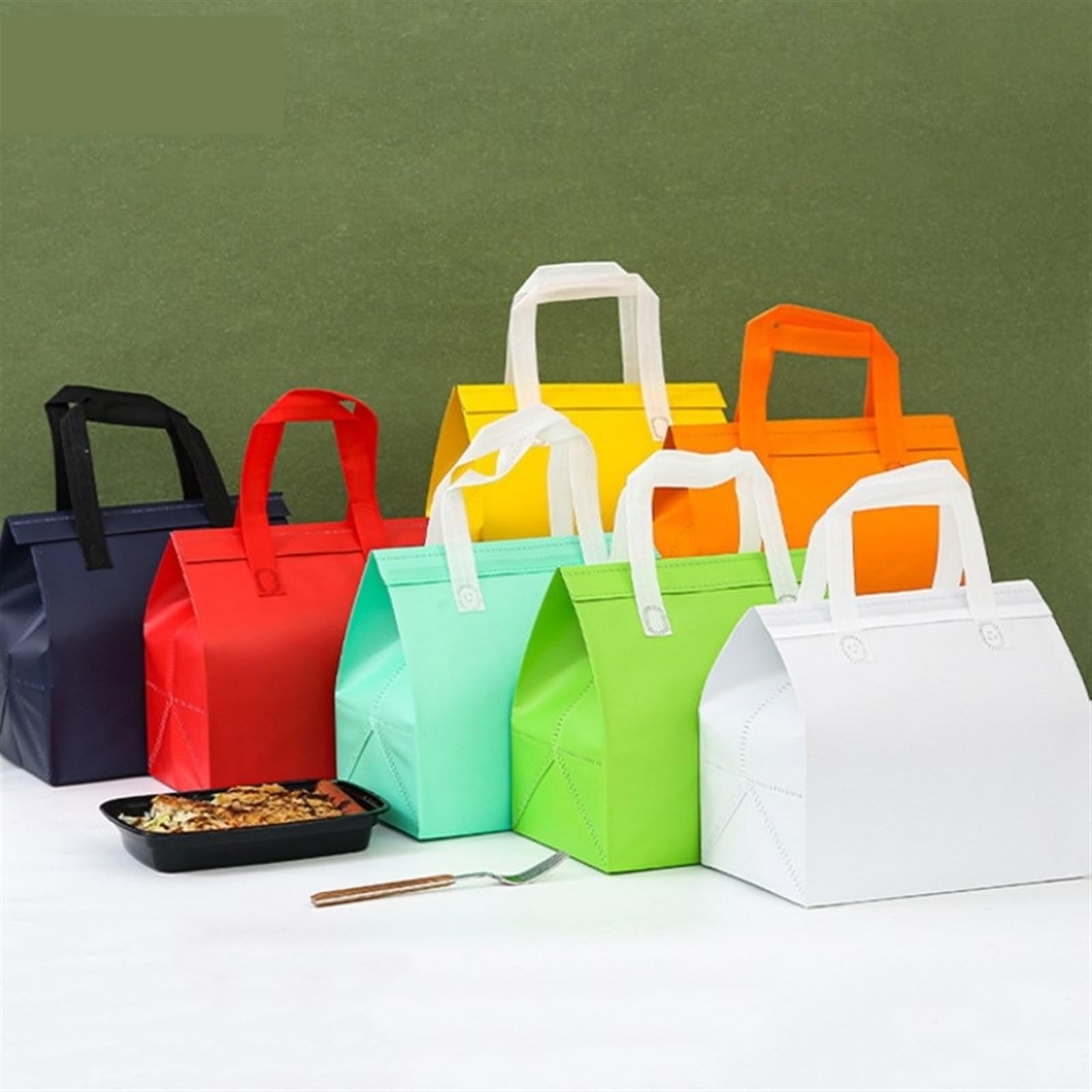 Bolsa IsotéRmica Para Comida 10 bolsas de tela no tejida for alimentos, pasteles, bebidas, embalaje, bolsas reutilizables portátiles for mantener el calor y el frío Termica Porta Alimentos(Green2,30x3
