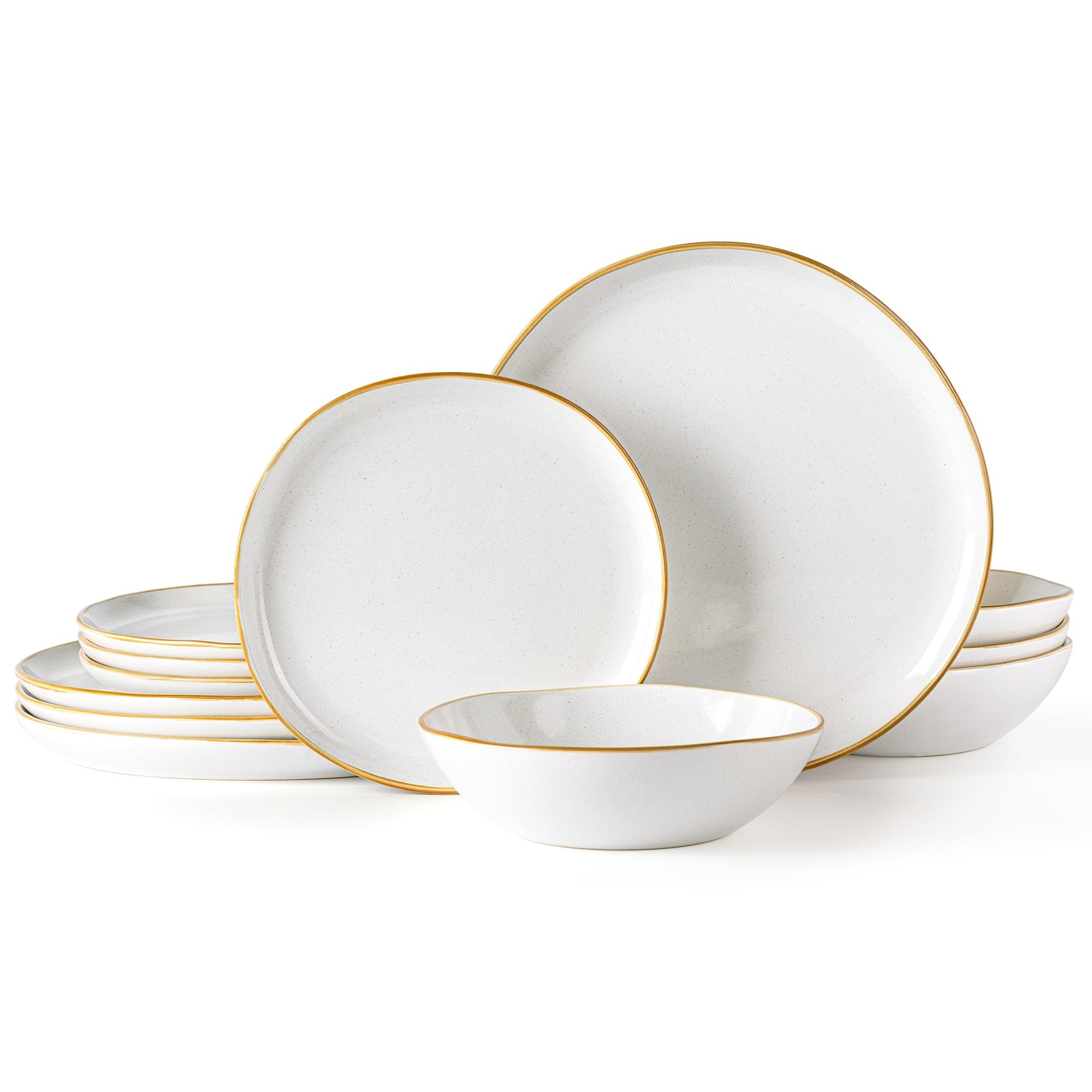 AmorArc Ceramic Dinnerware Sets for 4, 12Pcs Plates and Bowls Sets Dishes
