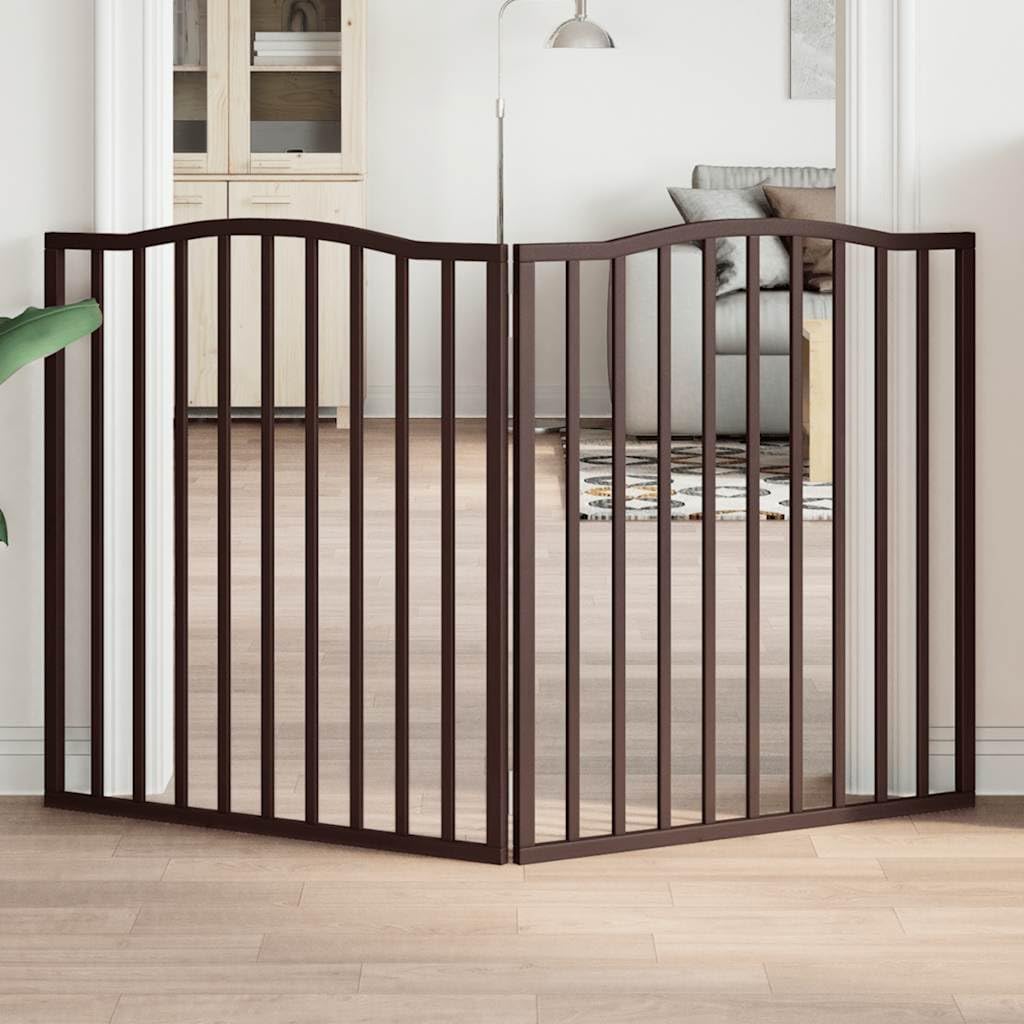 Brokky Cancello Cani Pieghevole 2 Pannelli Marrone 160cm Legno Pioppo-Cancelletto per Bambini, Barriera per Cani e Neonati, Recinzione Scale, Cancellino