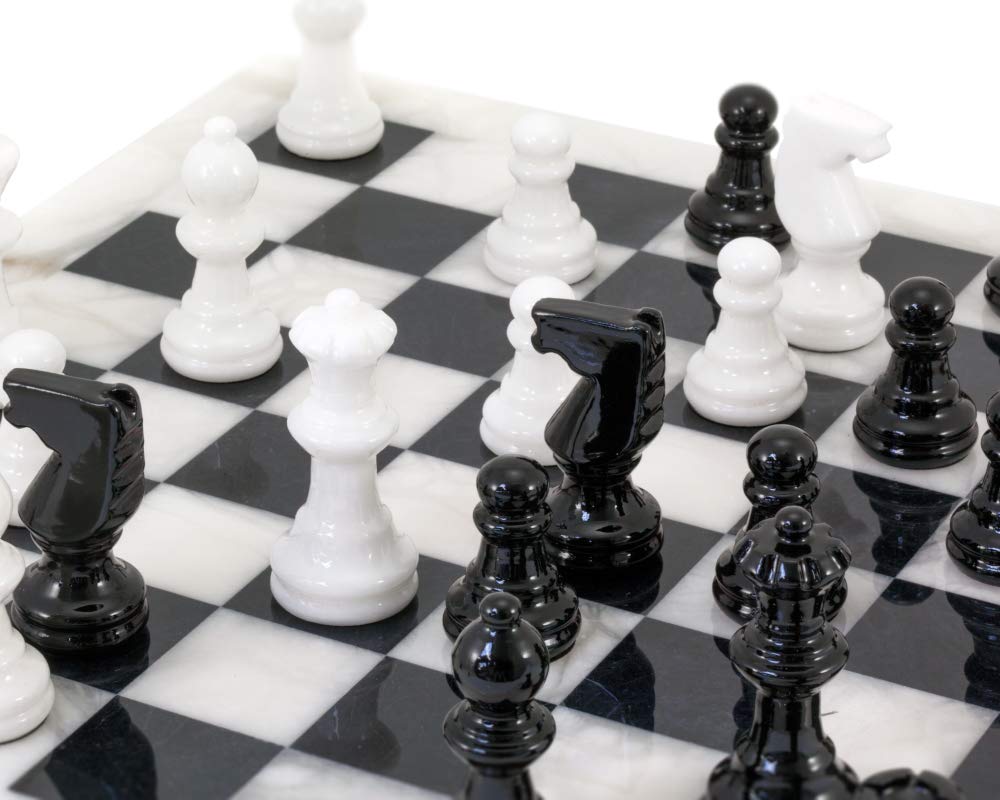 Blanco y Negro Alabastro Juego De Ajedrez 36.8cm