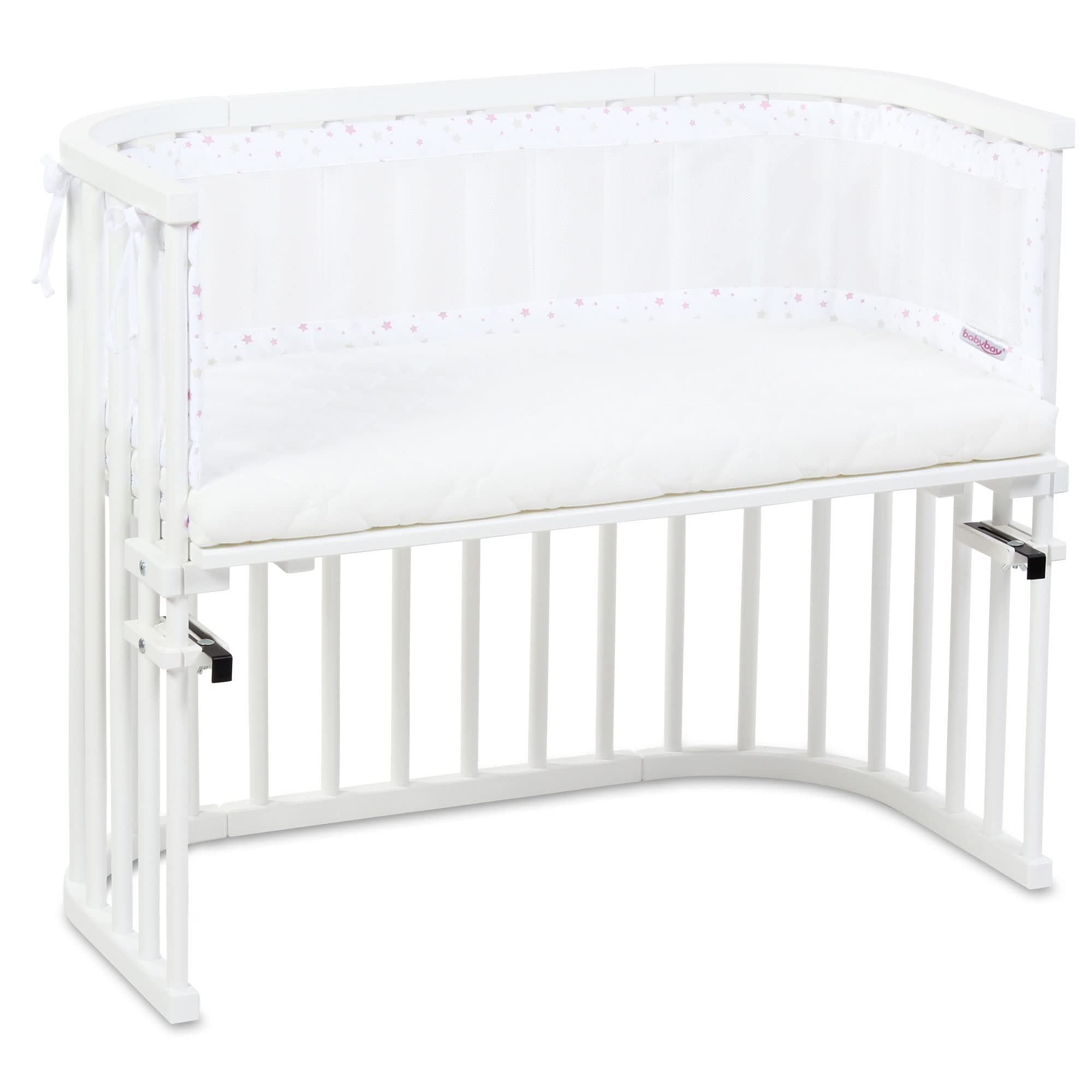 babybay Paracolpi in mesh per modello Boxspring XXL, bianco mix di stelle sabbia/bacca