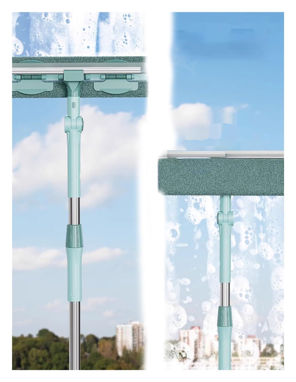 Outil de nettoyage de vitres pour laver les hauteurs sans escabeau avec kit pivotant