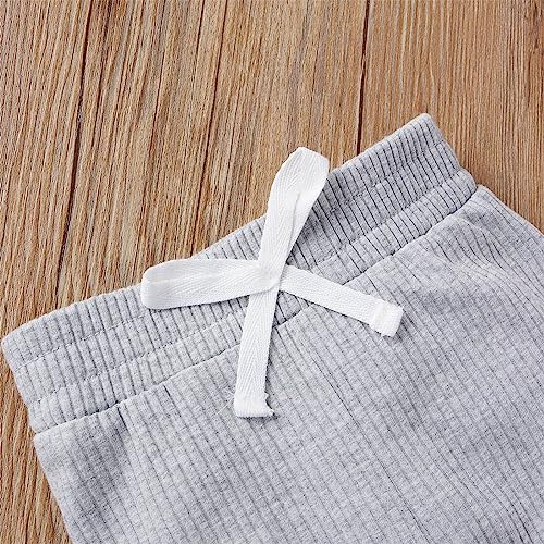 Newborn Baby Bodysuit Boys Girls Ribbed Knit Rompers Long Sleeve Crewneck Tops Solid Elastic Pants Set 2Pcs Outfit2