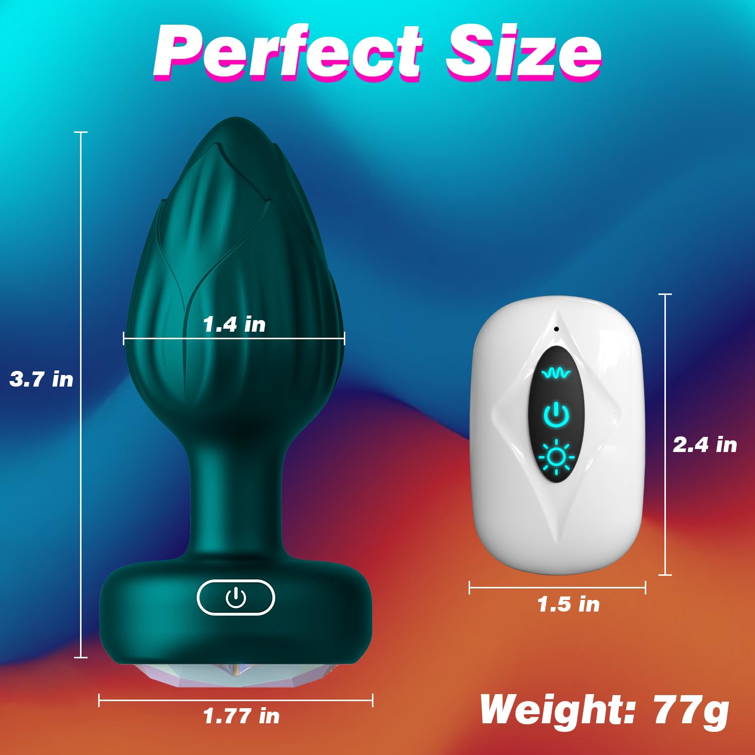 Anal Plug Vibrator Couples Sex Toys for Women, Light Up Vibrating Butt Plug with 10 Vibrations Adult Toys, Women Rose Sex Toys Anal Vibrators