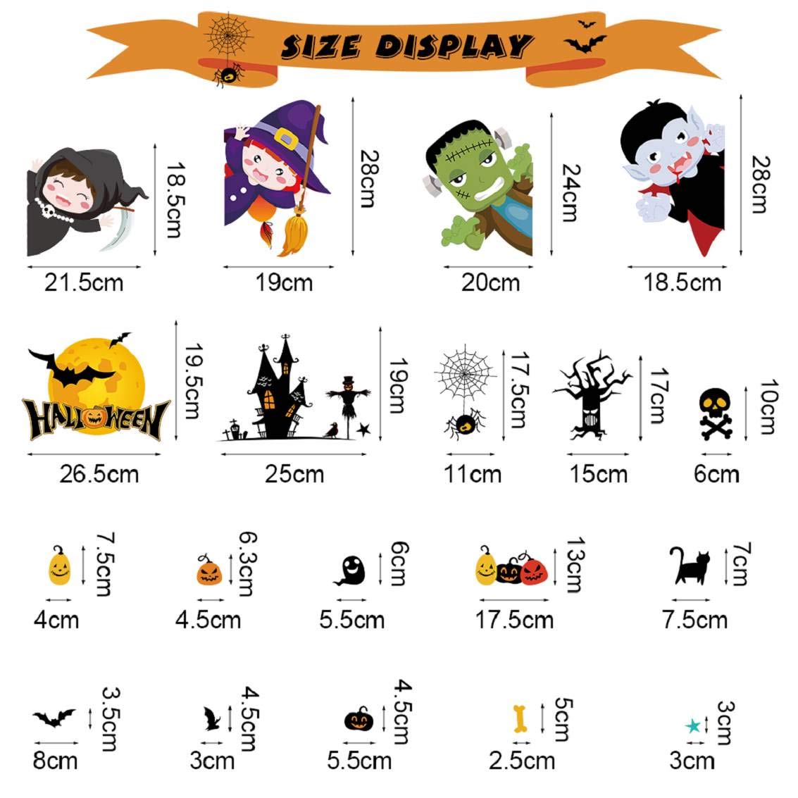 C Autocollants Halloween 2PCS Vitrophanie Halloween Stickers Fenêtre Halloween Décorations Murales Halloween Décalques Amovibles - Maison