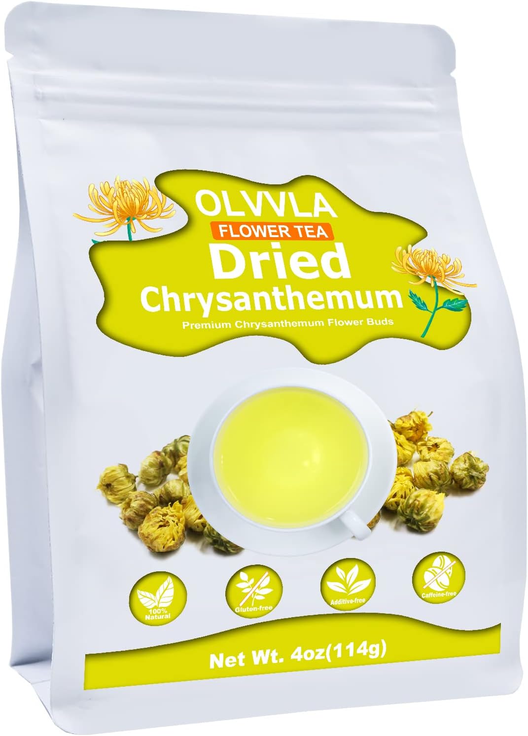 Olvvla - Chrysanthemum Tea - 4oz/114g - Top Grade Natural Dried Fetal Chrysanthemum Flowers - Health Tai Ju Herbal Tea - Caffeine-free