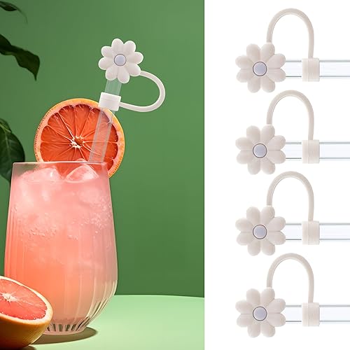 Miniatura 8 de IOKUKI Fundas de popote de silicona para vasos Stanley 20 de 30 y 40 onzas, tapas de paja de flores de 0.394 in04 pulgadas, tapa para todos los