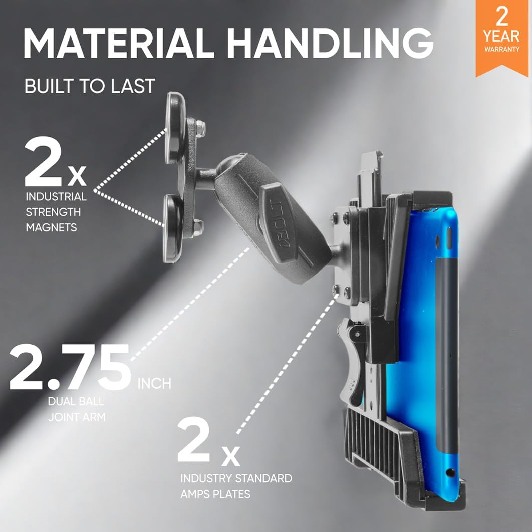 iBOLT TabDock BizMount dualMag Low-Profile Strong Magnetic Mount for 7 to 10 inch Tablets- Warehouse Vehicles, Inventory Management & Material Handling
