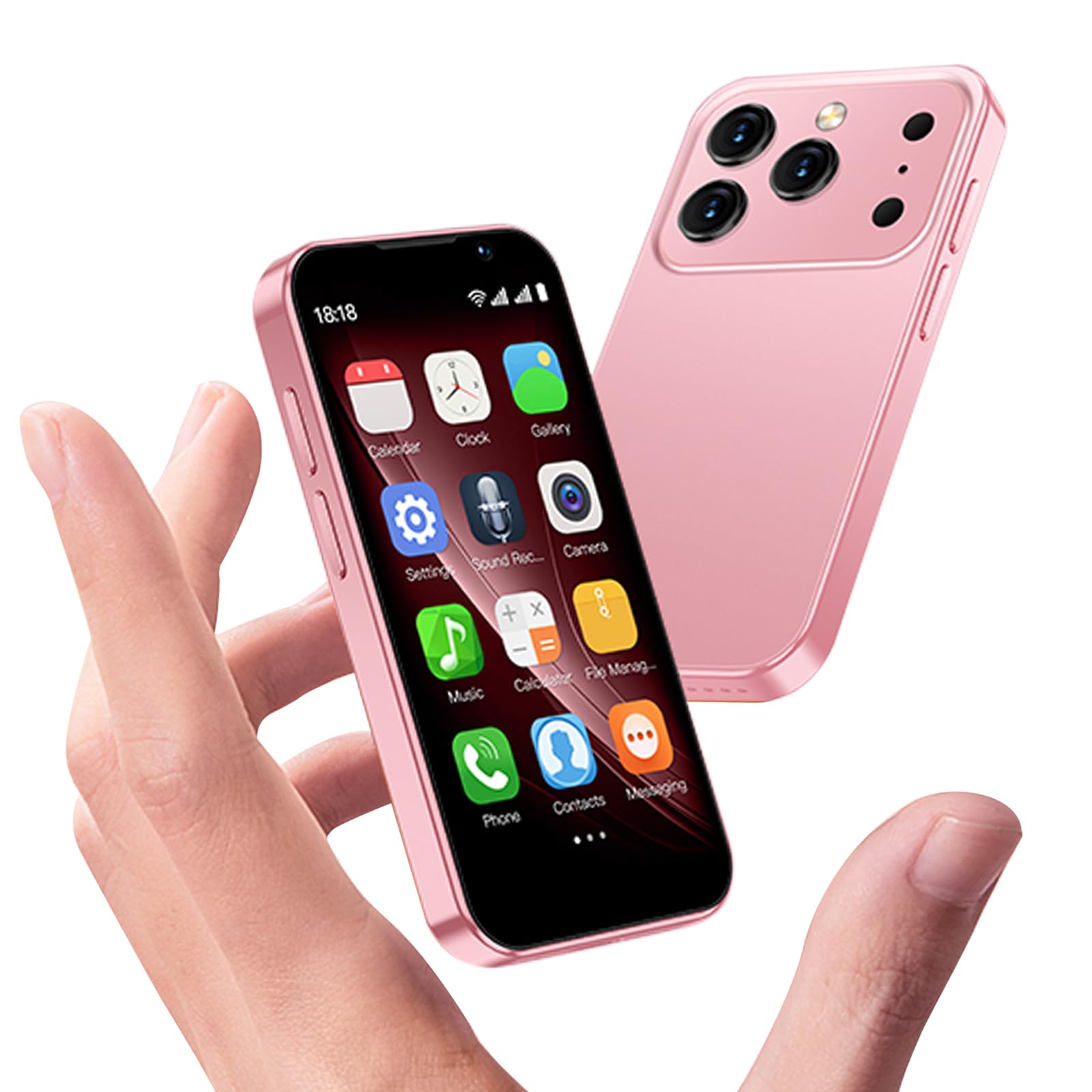 Mini Smartphone, sblocco 3G-Dual-SIM, schermo HD da 3,88 pollici con riconoscimento facciale, per bambini e studenti come sostituto touchscreen smartphone (rosa)