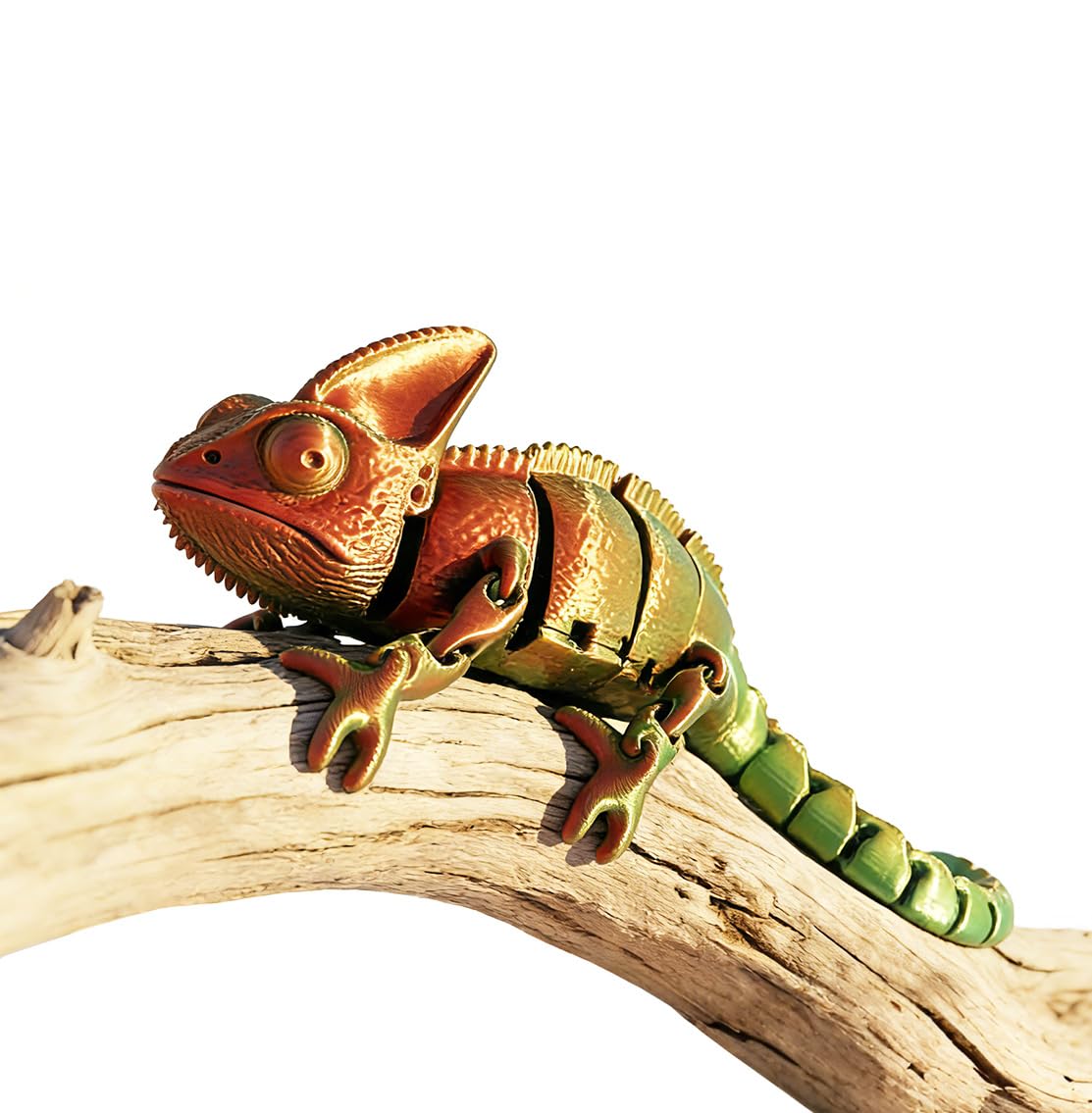 Ruyal Metta 3D Printed Lizard Chameleon Toy - 20cm 3D Printed Animals for Collectors & Desk Decor (Red-green,M)