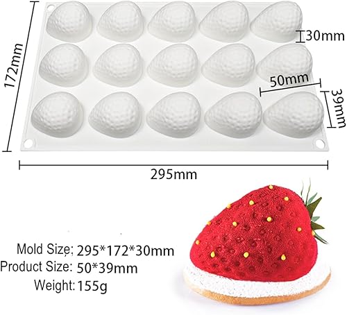 Miniatura 3 de mostsom Molde de goma de silicona de fresa 3D 15 cavidades media fresa fabricante chocolate caramelo galletas molde cocina herramientas