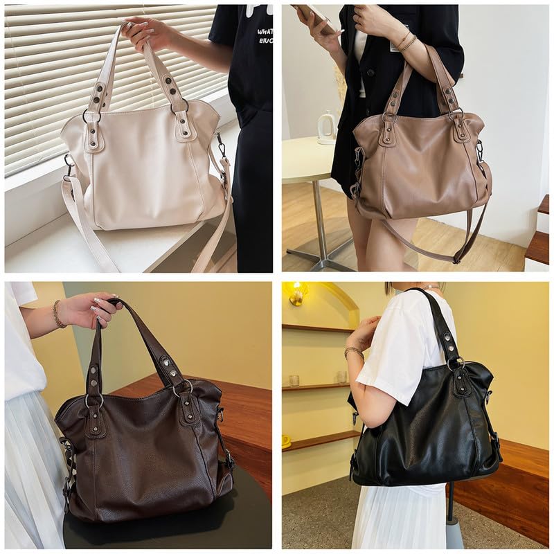 Borsa Bauletto con Tracolla da Donna Borsa a spalla in Pelle Sintetica Borse a mano Sacchetto Tote Donne Borsetta Hobo Borsa a tracolla Bianco