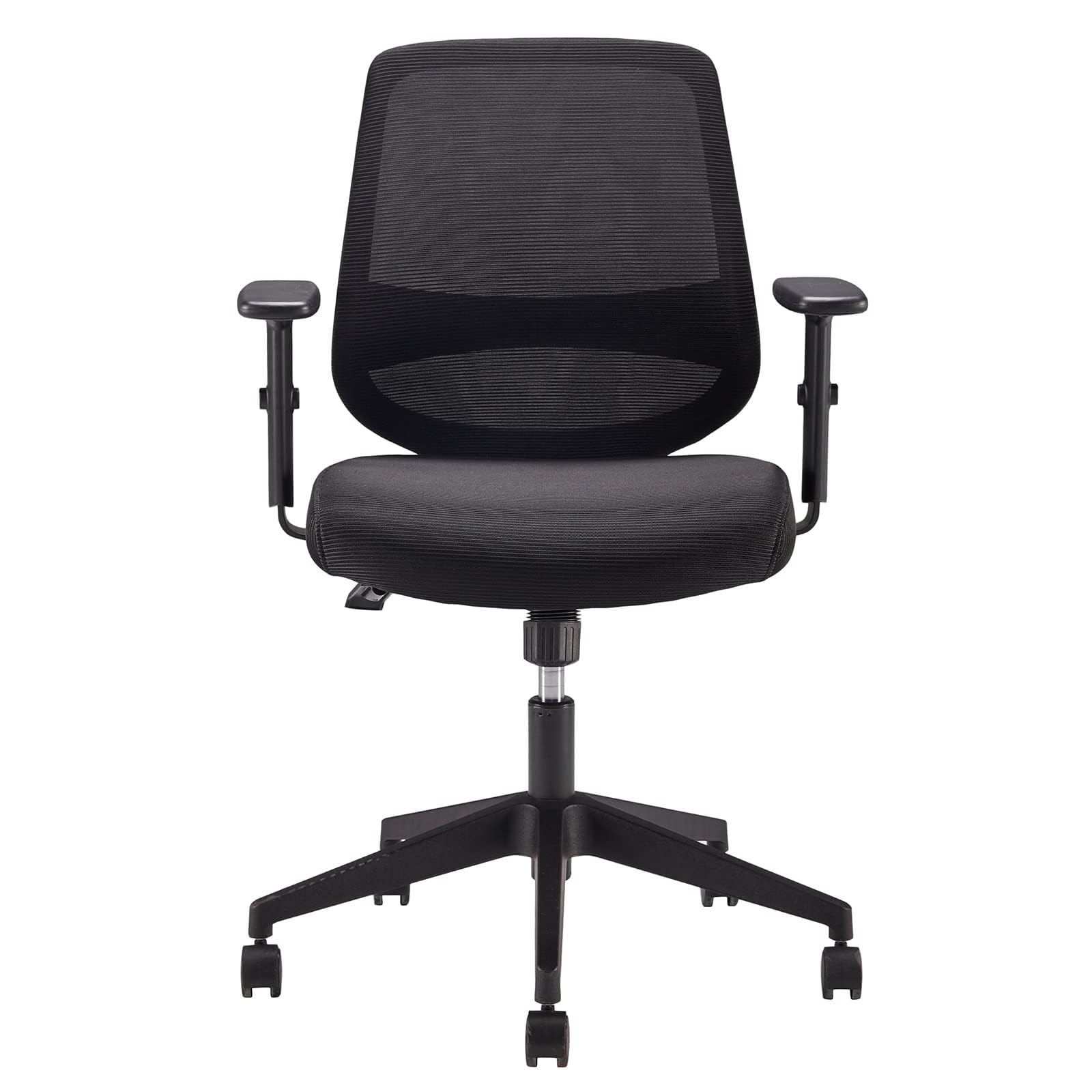 Amazon Basics - Silla de oficina ergonómica, silla de escritorio, reposabrazos ajustables, soporte lumbar, agradable en la espalda, silla ejecutiva de malla, fácil montaje, 63,5 x 58,4 x 91,4 cm, gris