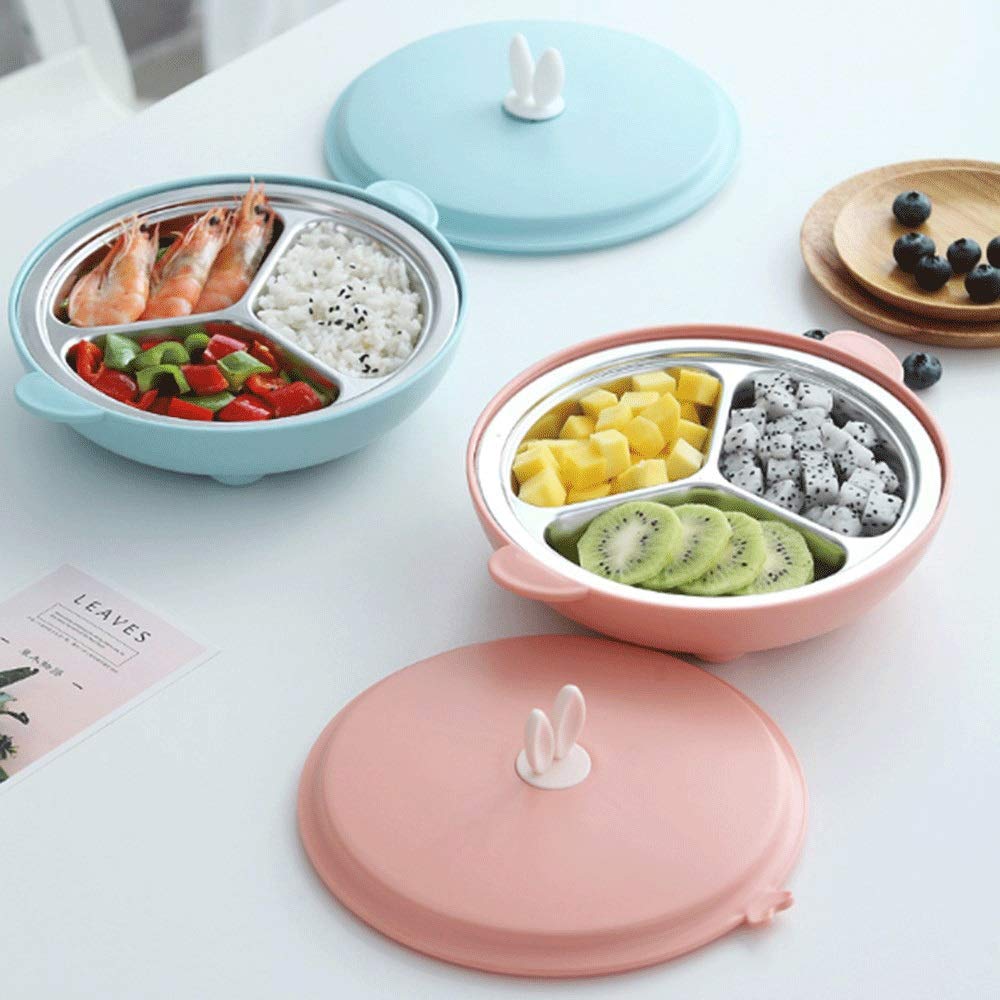 Lunch Box Boîte à Lunch Rond Japonaise de Style Japonais for Les Compartiments en Acier Inoxydable Bureau de l'école Anti-Scald Food Conteneur (Color : Blue)