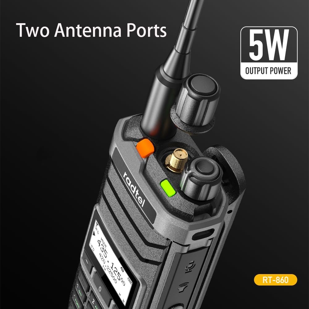 Radtel RT-860 Radio Ham Multibanda HF UHF VHF Dual Band con Ricezione AM USB LSB CW CB LW MW SW SSB, 1024 Canali, Batteria 2000mAh, Ricarica Type-C (Con Antenne SW/MW)