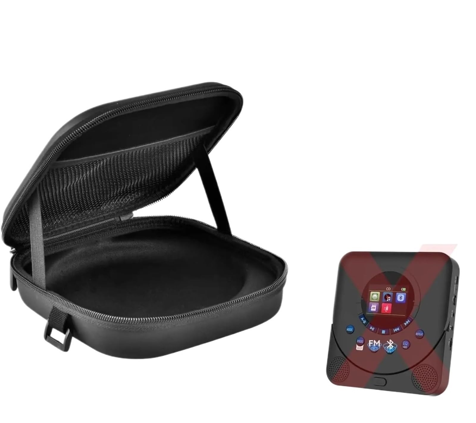 Borsa porta CD in tessuto, Custodia for lettore CD portatile con cintura, for il trasporto da viaggio di lusso