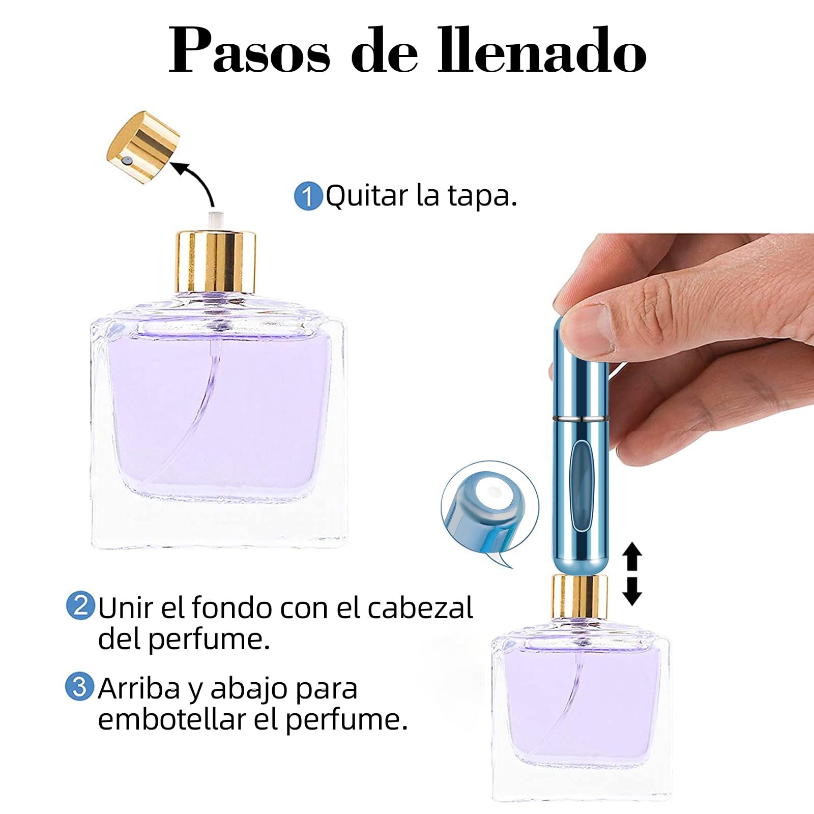 Mini Refillable Perfume Atomizer, 5 ml Portable Perfume Spray Bottle, 4pcs Aluminium Refillable Perfume Dispenser, for Women and Men, Perfume Container for Travel and Going Out (Blue) 2