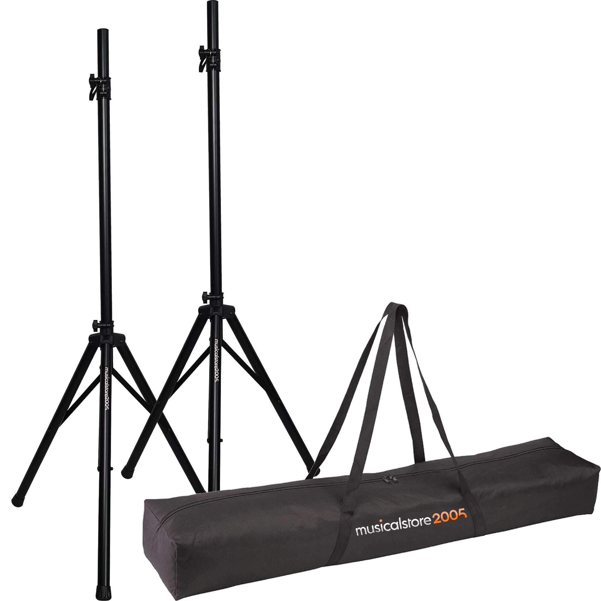 Coppia di Supporti per Casse Acustiche | MusicalStore2005 Set 2 Supporti Treppiede per Diffusori con Borsa – Regolabili in Altezza 120-180 cm, Struttura in Acciao Robusta e Borsa in Nylon Resistente