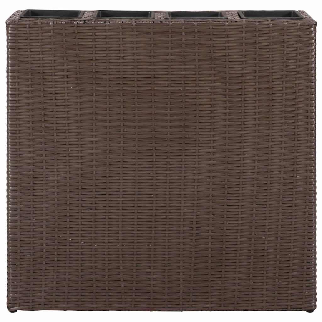 Jardinière surélevée avec 4 pots et 2 pots de fleurs en rotin synthétique durable pour extérieur, balcon et terrasse, comprend 8 pots amovibles pour une plantation polyvalente