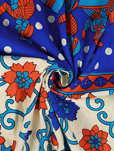 Image of Story@Home 120 Thread Count Rajasthani Block Print Single Bed Size Ethnic Traditional Bedsheet with one Pillow Cover, Navy Blue and White