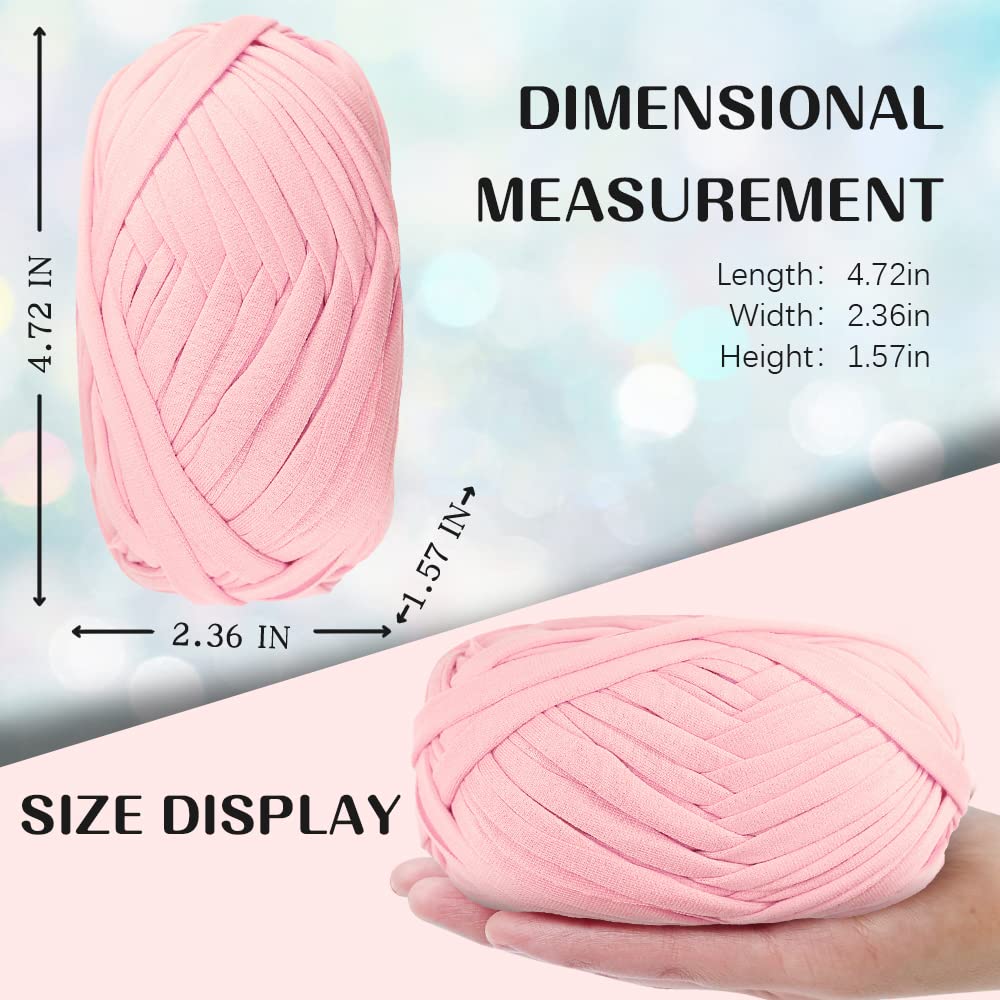 4 PCS T-Shirt Yarn Elastic Fabric Crochet Cloth Yarn for DIY Knitting Spaghetti Yarn Thick Knitting Yarn for Hand DIY Bag Blanket Cushion Crocheting Projects,Home Decor(Pink) - Image 2
