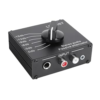 Passive Stereo Sound Attenuator, 6 Switchable Modes 15db to 0db, with 3.5mm 6.35mm Interfaces, for Home Theater and Professional Sound Performances